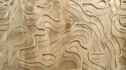 Abstract texture. Relief, shape, wood, stone. 3d illustration, 3d rendering.