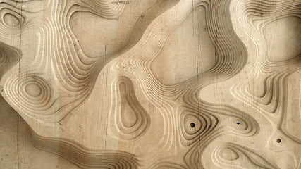 Abstract texture. Relief, shape, wood, stone. 3d illustration, 3d rendering.