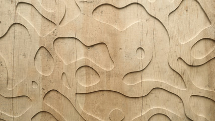 Abstract texture. Relief, shape, wood, stone. 3d illustration, 3d rendering.