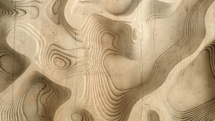 Abstract texture. Relief, shape, wood, stone. 3d illustration, 3d rendering.