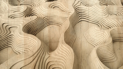 Abstract texture. Relief, shape, wood, stone. 3d illustration, 3d rendering.