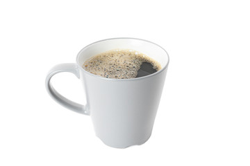 Grey cup of coffee isolated on white background. Coffee time accessories