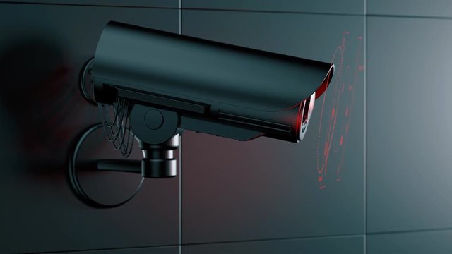 Cctv is checking information about citizens in surveillance security system. Big brother is watching you concept. UHD, 4K, seamless loop. 3D rendering