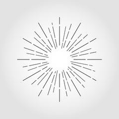 Obraz premium Vintage sunburst in lines shape, linear radial burst. Retro sun for hipster culture. Vector