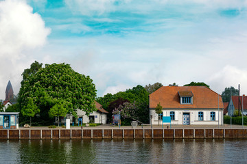 Obraz premium house on the lake - harbor of greifswald