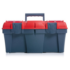 Construction tool box on white background. Isolation