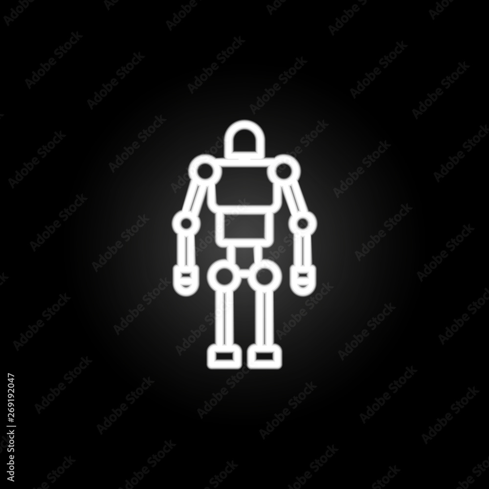 Poster robot neon icon. elements of intelligence set. simple icon for websites, web design, mobile app, inf