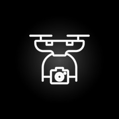 drone with camera neon icon. Elements of intelligence set. Simple icon for websites, web design, mobile app, info graphics