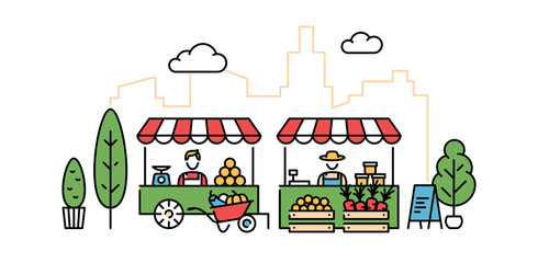 Vector Farmers Market Stall Illustration