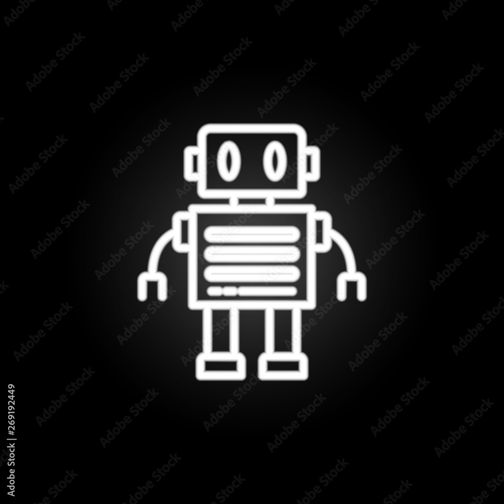 Poster robot neon icon. elements of intelligence set. simple icon for websites, web design, mobile app, inf
