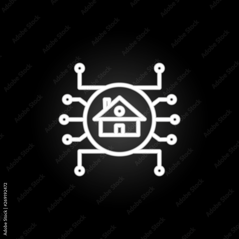 Poster smart house neon icon. elements of intelligence set. simple icon for websites, web design, mobile ap