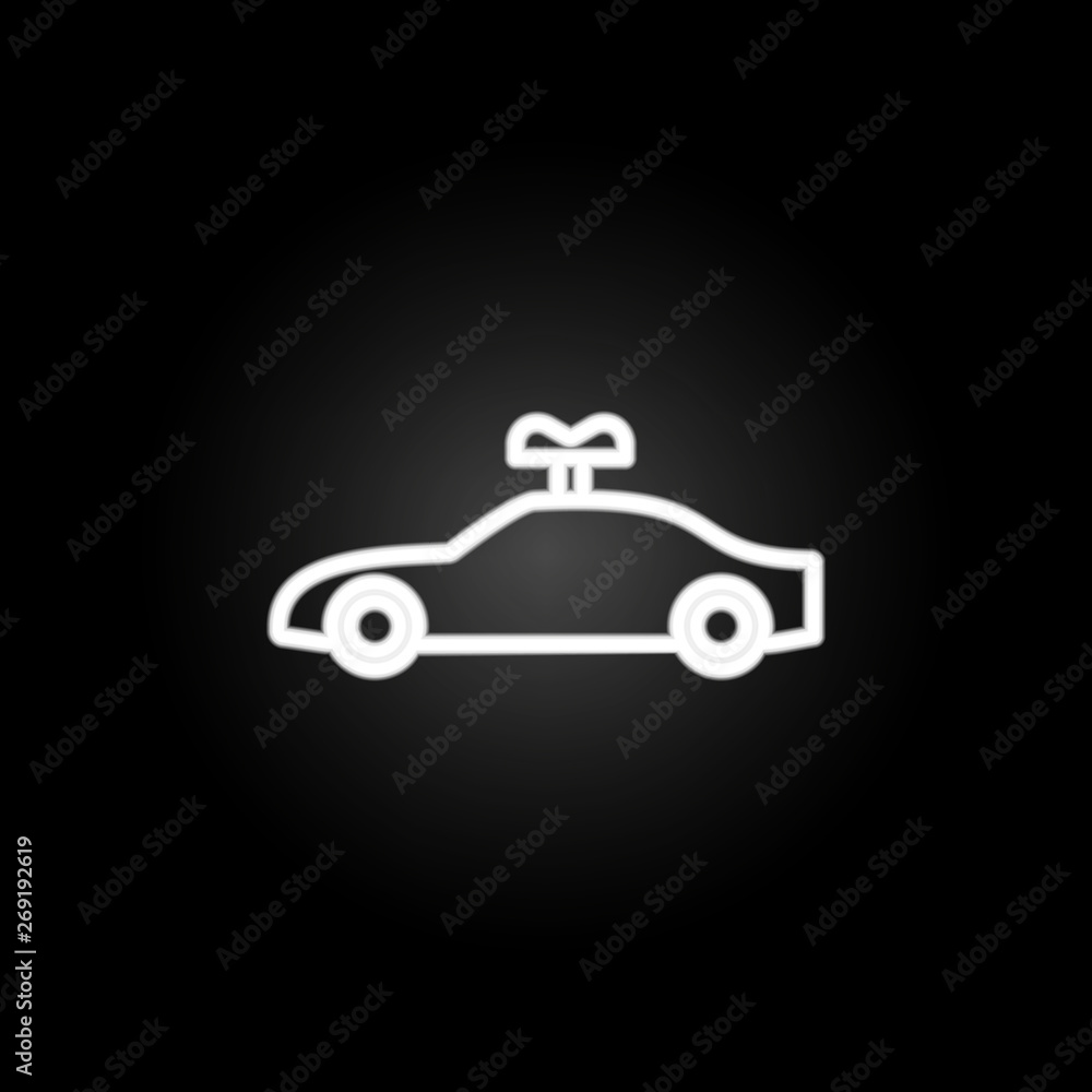 Poster mechanical car neon icon. elements of intelligence set. simple icon for websites, web design, mobile