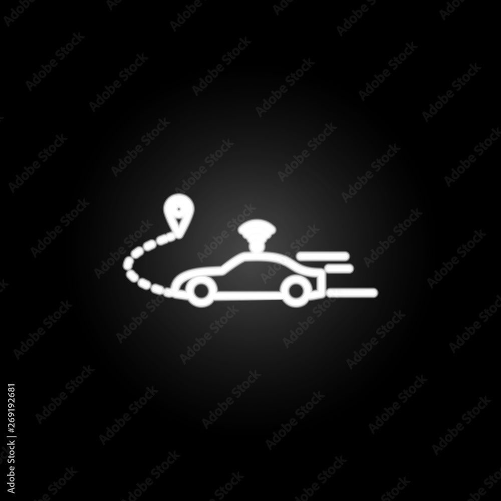 Poster self-propelling car neon icon. elements of intelligence set. simple icon for websites, web design, m