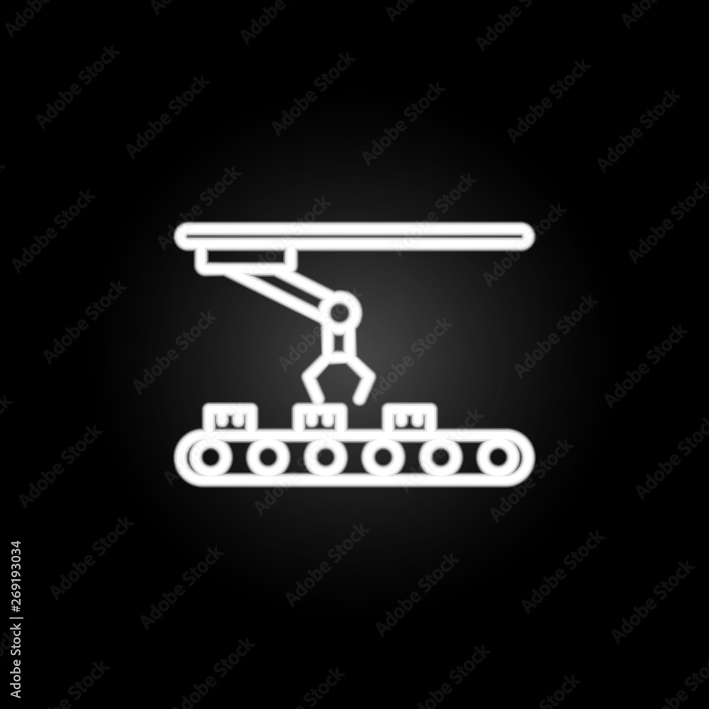 Poster robot in production neon icon. elements of intelligence set. simple icon for websites, web design, m