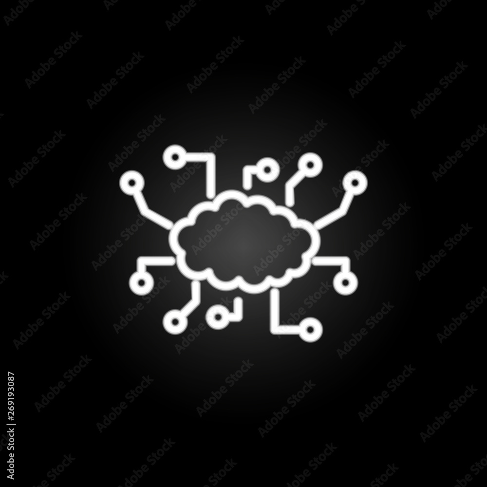 Poster digital cloud neon icon. elements of intelligence set. simple icon for websites, web design, mobile 