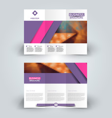 Brochure template. Business trifold flyer.  Creative design trend for professional corporate style. Vector illustration. Pink and purple color.