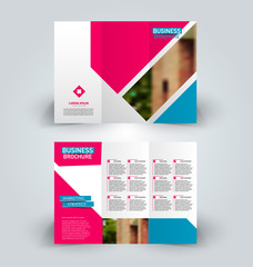 Brochure template. Business trifold flyer.  Creative design trend for professional corporate style. Vector illustration. Pink and blue color.