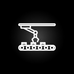 robot in production neon icon. Elements of intelligence set. Simple icon for websites, web design, mobile app, info graphics