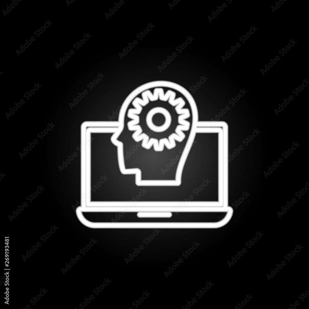 Poster computer management neon icon. elements of intelligence set. simple icon for websites, web design, m