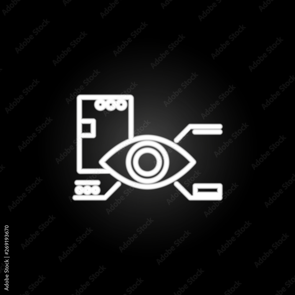 Poster digital eye neon icon. elements of intelligence set. simple icon for websites, web design, mobile ap