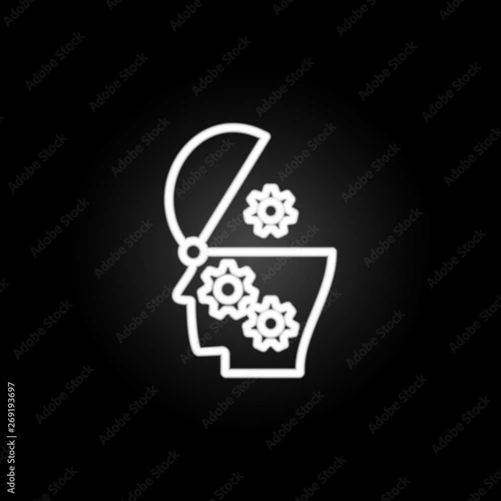 Poster control of thoughts neon icon. elements of intelligence set. simple icon for websites, web design, m