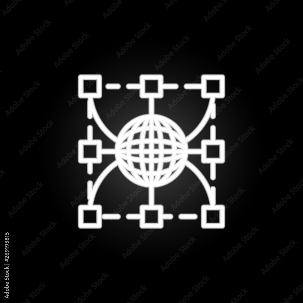 Poster global links neon icon. elements of intelligence set. simple icon for websites, web design, mobile a