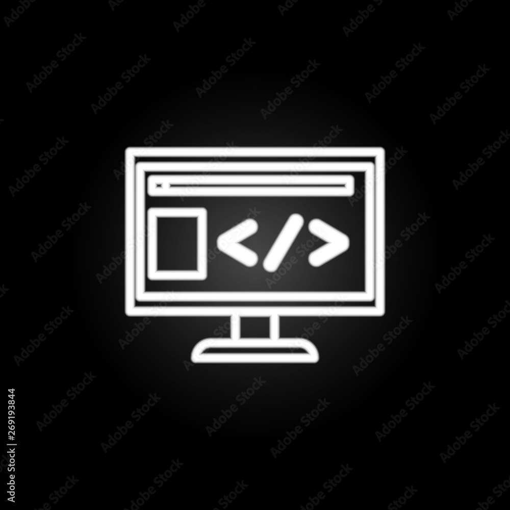 Poster browser in computer neon icon. elements of intelligence set. simple icon for websites, web design, m