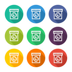 Illustration icons for tablet bottles with several color alternatives