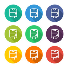 Illustration icon for saline bag with several color alternatives