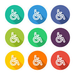 The symbol icon for disabled with several color alternatives