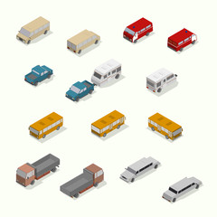 Isometric transport icon set.  Simple flat.