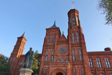 WASHINGTON, DC -6 APRIL 2019- View of the Smithsonian Institution Building (the Smithsonian Castle)...