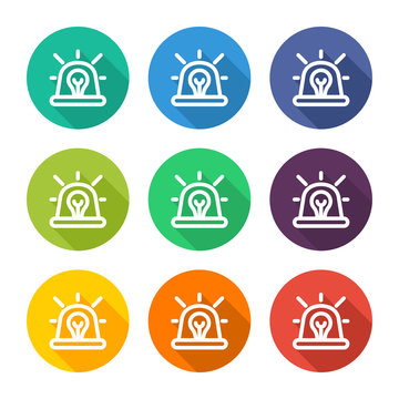 Illustration icon for siren lights with several color alternatives
