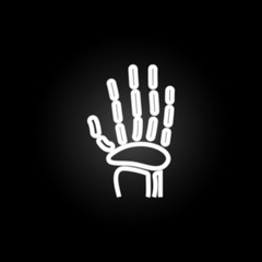 Fototapeta na wymiar Hand bones, organ neon icon. Elements of human organ set. Simple icon for websites, web design, mobile app, info graphics