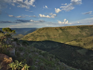 Scenic view in South African mountains at the end of the day