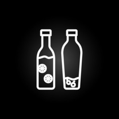 Bottles, drinks, juices neon icon. Elements of kitchen utencils set. Simple icon for websites, web design, mobile app, info graphics