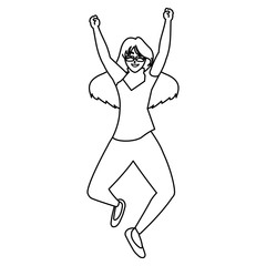 happy young woman celebrating
