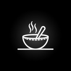 Hot meal, soup, bowl neon icon. Elements of kitchen utencils set. Simple icon for websites, web design, mobile app, info graphics