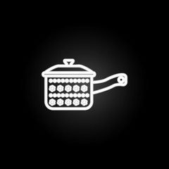 Cooking pot, saucepan, food preparation container neon icon. Elements of kitchen utencils set. Simple icon for websites, web design, mobile app, info graphics