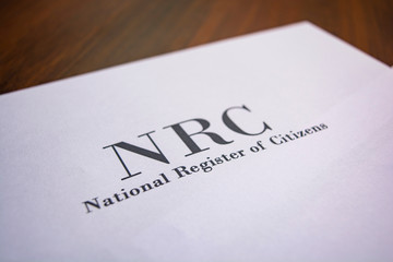 Maski, India- 20,May 2019 : NRC or National Register of Citizens printed on paper.