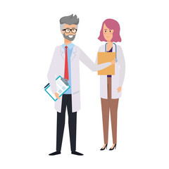 Fototapeta premium couple of professionals doctors avatars characters