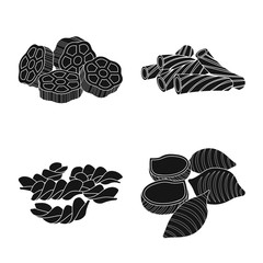 Vector illustration of pasta and carbohydrate sign. Collection of pasta and macaroni stock symbol for web.