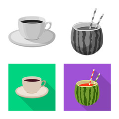 Vector illustration of drink and bar icon. Collection of drink and party stock vector illustration.