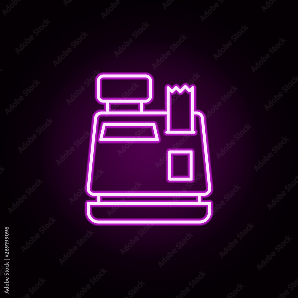 Poster cashbox neon icon. elements of online shopping set. simple icon for websites, web design, mobile app