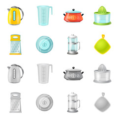 Isolated object of kitchen and cook icon. Set of kitchen and appliance stock vector illustration.