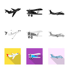 Isolated object of plane and transport symbol. Collection of plane and sky stock vector illustration.