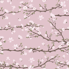 Obraz na płótnie Canvas seamless pattern with flowering branches of magnolia