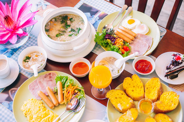Delicious breakfast on the table