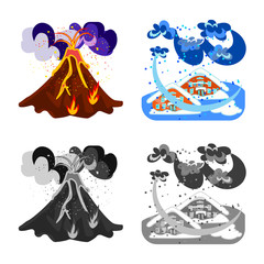 Vector illustration of weather and distress sign. Set of weather and crash stock vector illustration.