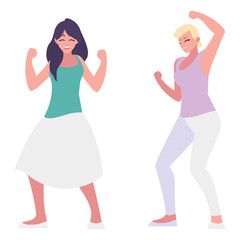 happy young women celebrating characters